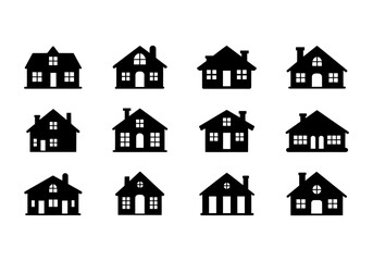 Collection of Silhouetted House Styles for Real Estate