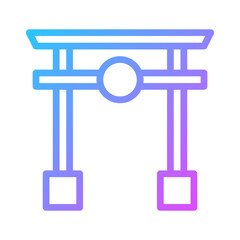 Minimalist Torii Gate Icon with Gradient Colors