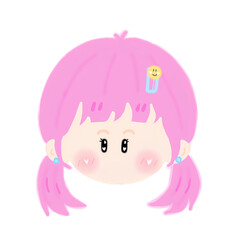 little girl with pink hair