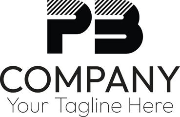 Modern Black PB Logo Design for Company Branding Minimalist Vector Graphic Template Mark Style Clean