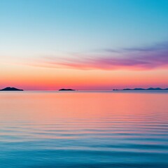 Obraz premium Serene sunset reflection over calm ocean waters coastal landscape photography tranquil environment wide-angle view nature appreciation