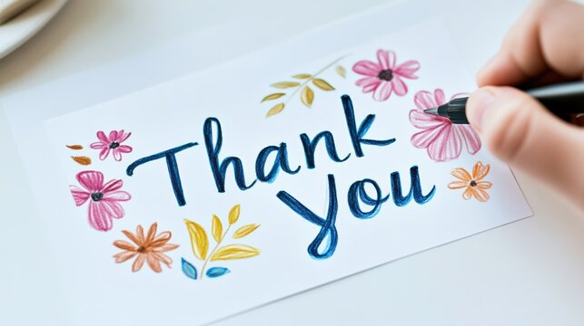 Child creates a colorful thank you card in a warm home environment celebrating gratitude and creativity