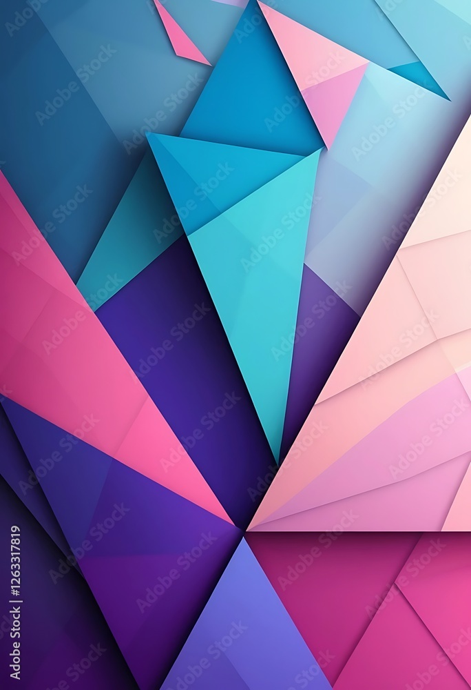 Poster geometric cascade, a vibrant abstract with angular interplay and depth
