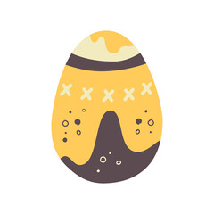 Easter egg design. Easter holiday egg hunt in brown yellow flat style. Art deco decoration. Stock illustration clipart