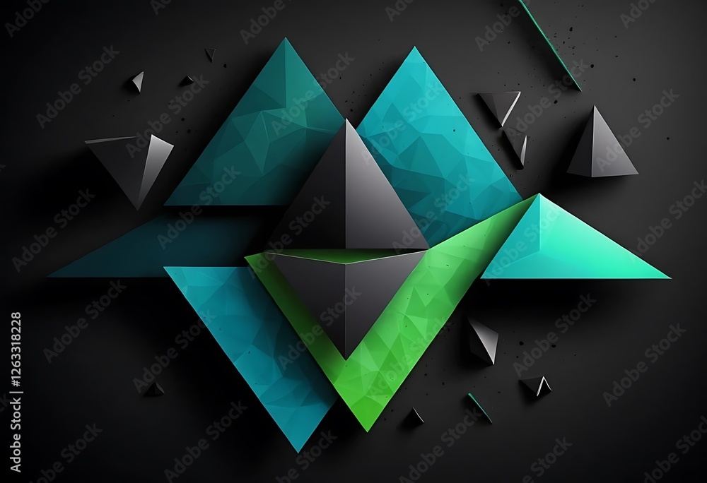 Poster abstract geometric composition with triangles on dark background