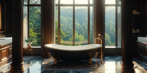 Bathroom Tub Next to Window