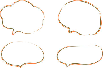 orange green colorful stroke speech bubbles set
