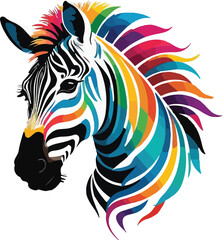 Zebra head Illustration vector design, Zebra logo and icon Design