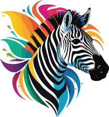 Colorful Zebra head Illustration vector design, Zebra logo and icon Design