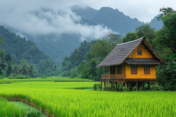 Obraz premium A traditional wooden hut standing