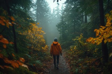 Person Walking Down Woodsy Path