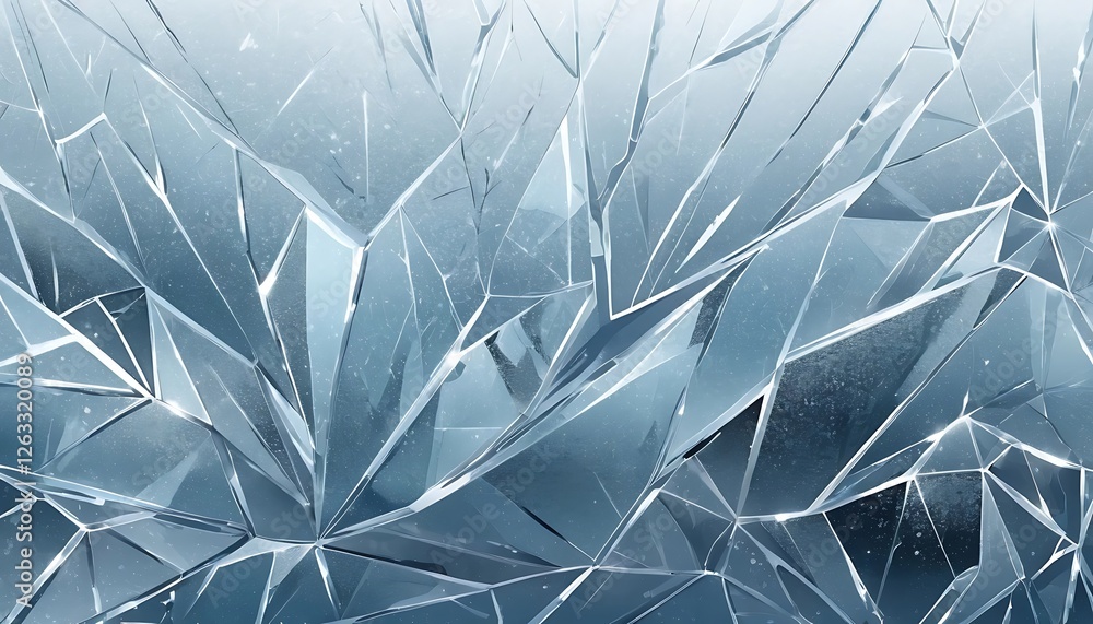 Poster Fractured Ice Surface Texture with Sharp Edges and Cool Tones
