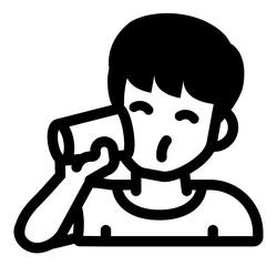 A black and white icon of a person drinking from a cup symbolizing self-care.