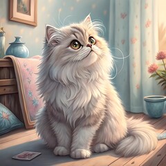 view of adorable persian domestic cat