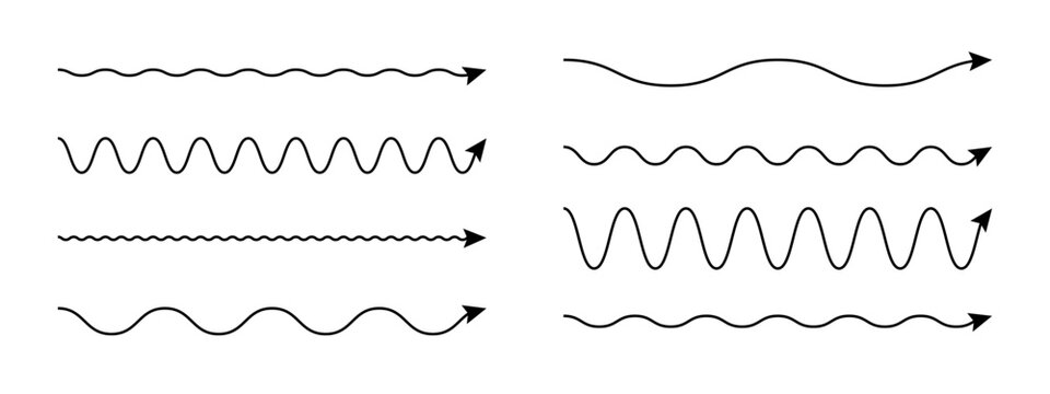 Set of long wavy arrow vector icons