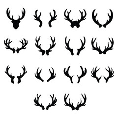 Deer Antler Vector Silhouettes