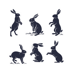 Easter Rabbit Silhouette Set 