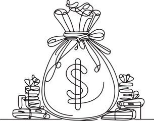 Minimalist Money Bag Line Art for Designers