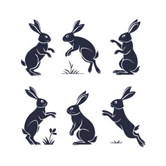 Easter Rabbit Silhouette Set 