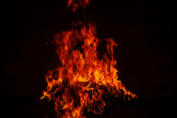 Obraz premium Fire flame texture for banner background. Burning fire lights. Burning big flame. Blaze flames overlay background.