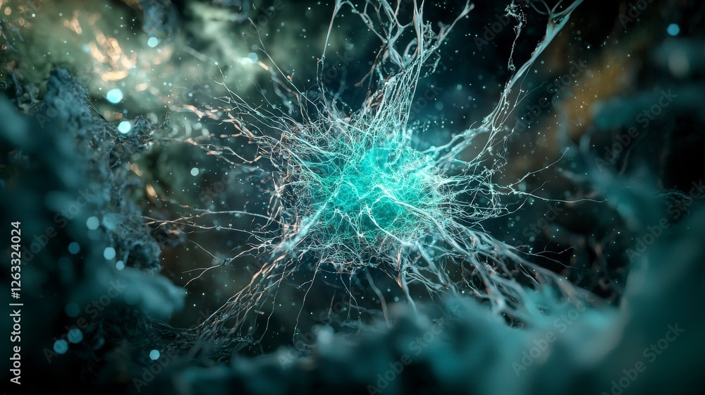 Poster Dynamic energy visualization digital space abstract art deep environment macro view scientific concepts