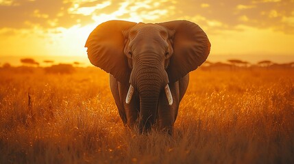 Obraz premium Elephant sunset savanna Africa wildlife photography