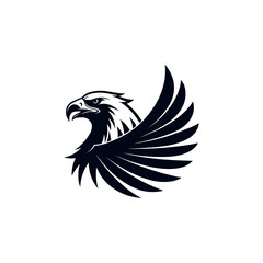 eagle silhouette eagle head  vector line art logo design