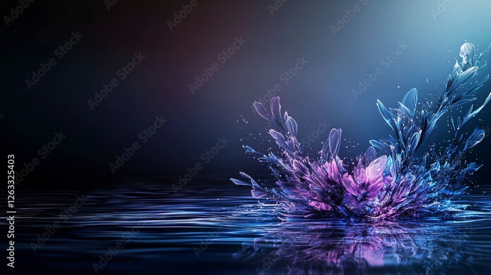 Aufkleber gentle water splash serene setting abstract art dark background close-up view fluid motion for visua