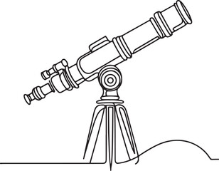 Minimalist Line Drawing of a School Telescope