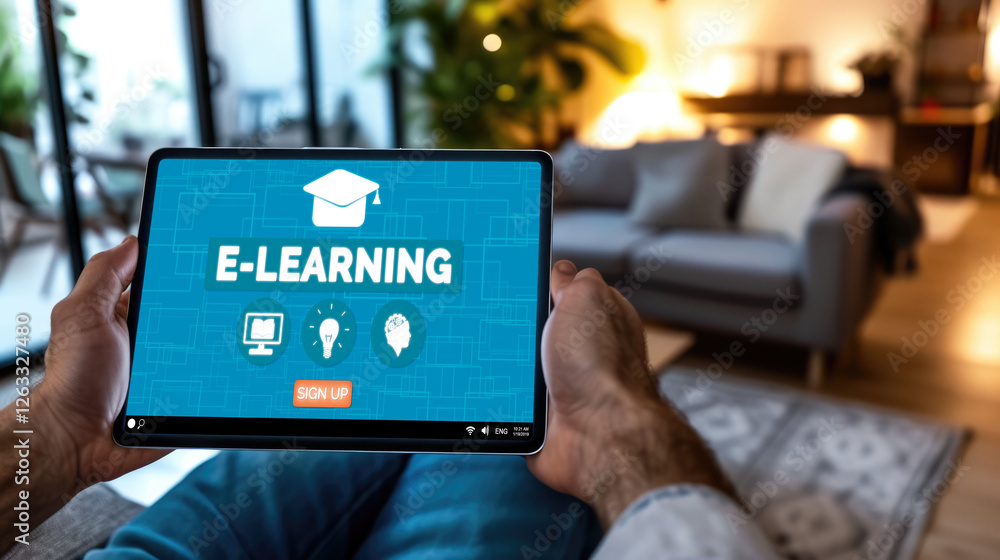 Poster e-learning website with brisk sofware for student to study online on the internet network