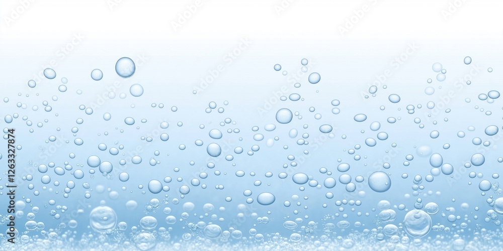Poster a serene blue background filled with floating bubbles, creating a calming and refreshing atmosphere,