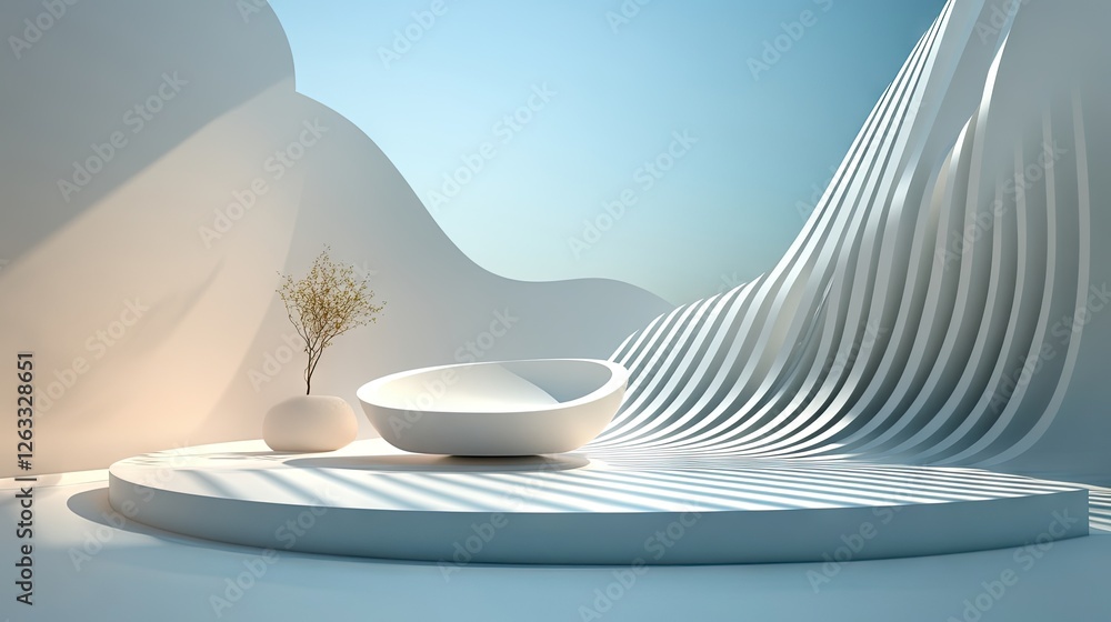 Poster a modern abstract white backdrop with a smooth wave gradient, perfect for professional use.