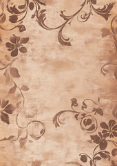 A grungy background with an autumn color palette and swirling floral elements. There is space for text or other design elements