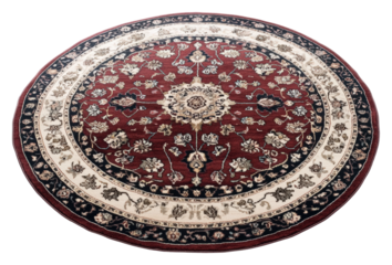 Elegant circular persian carpet home interior cozy atmosphere isolated on transparent background