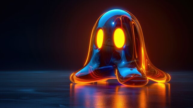 Glowing neon ghost shaped product with an enchanting luminescent design