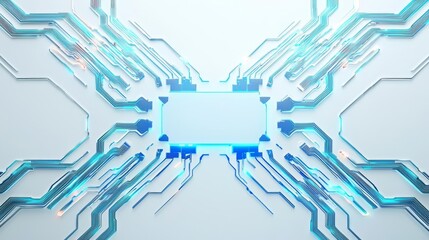 Futuristic digital circuit design with blue accents on a sleek background.