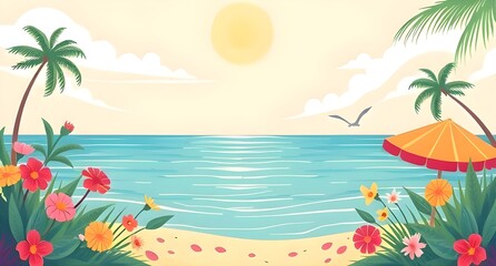 tropical beach with palm tree