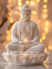 Fototapeta premium White Buddha Statue on Table