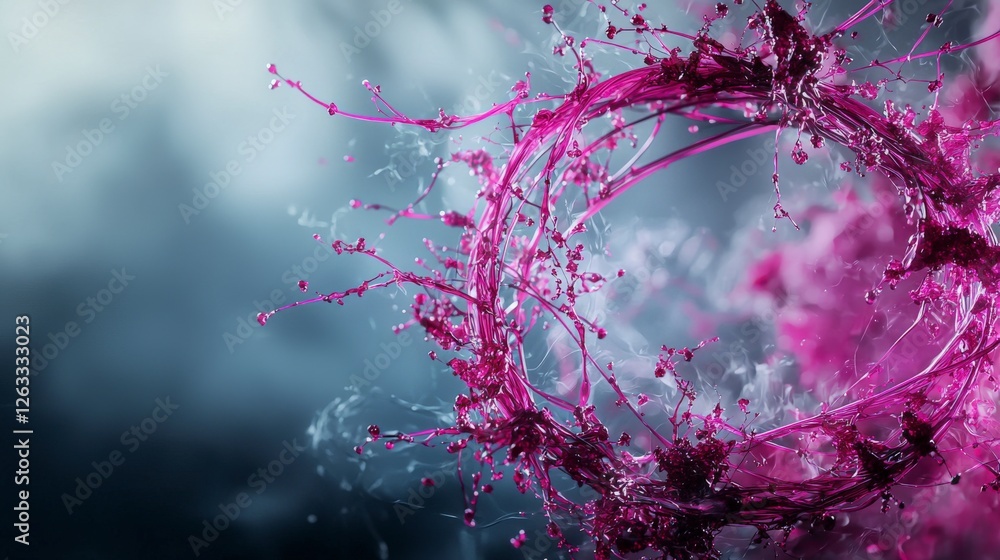 Poster flowing magenta arcs encircle freefloating feelings abstract art digital design ethereal space close