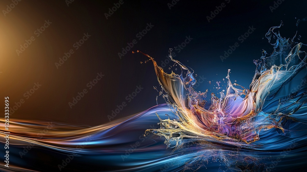 Poster Captivating splash of colorful waves abstract art digital creation vibrant environment dynamic viewpoint