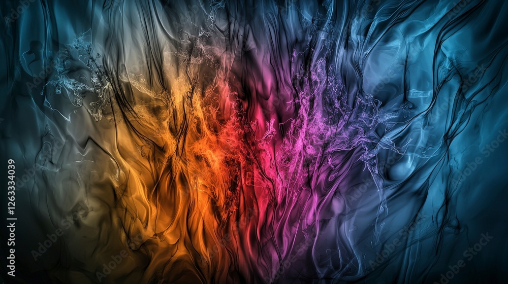 Poster Dynamic expression of emotion through shadow painting abstract art vivid colors studio setting close-up view