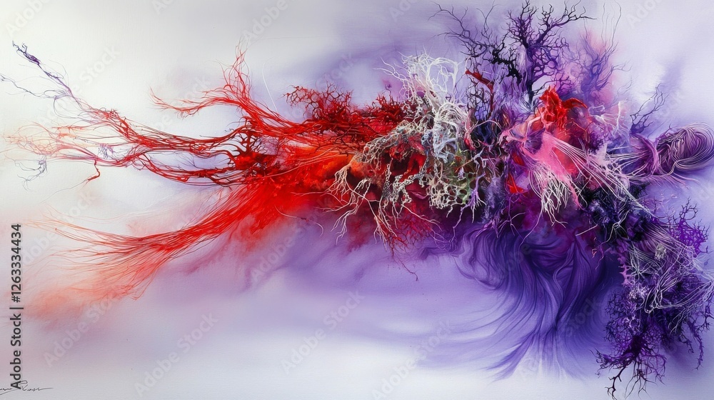 Aufkleber dynamic abstract art blending rich hues of purple and red gallery display artistic environment aesth