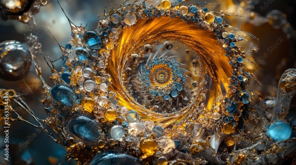 Poster energetic golden spiral digital art abstract design colorful environment artistic viewpoint vibrant 