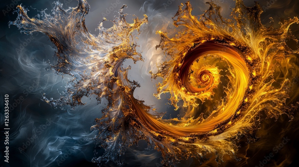 Leinwandbilder dynamic energy patterns abstract art creation with vibrant gold and earthy tones in digital space