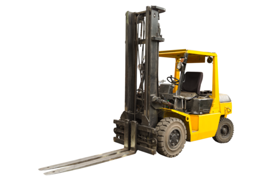 Powerful electric forklift, side view