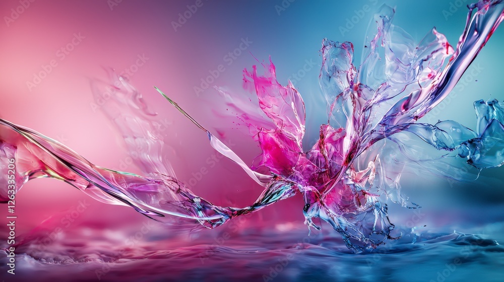 Poster dynamic water splashes art studio abstract photography colorful environment close-up view fluidity c