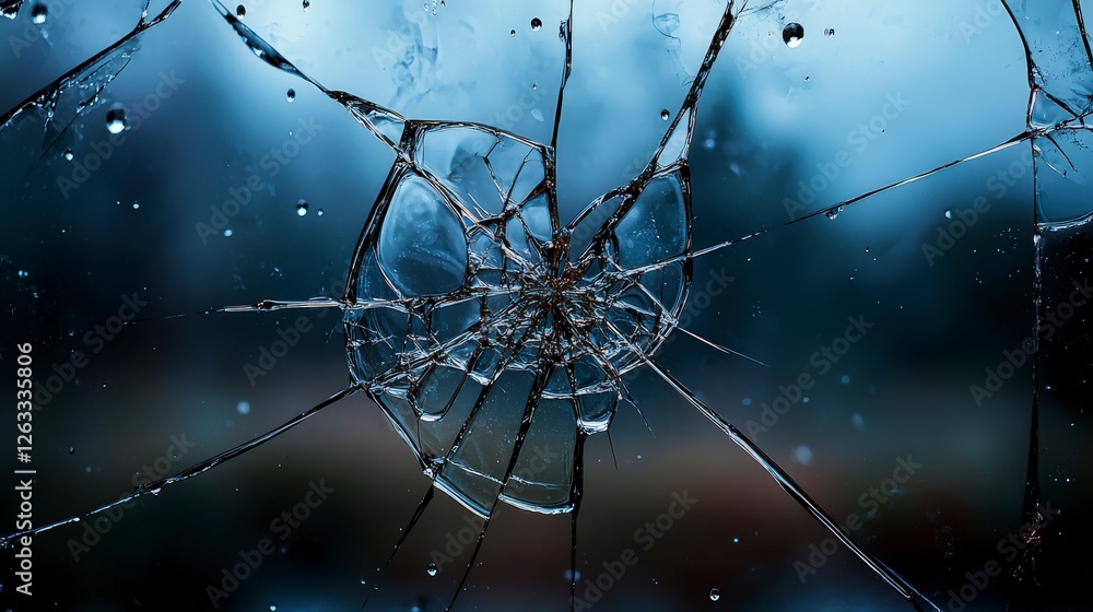 Aufkleber shattered lines of loneliness through translucent glass in an abstract urban setting
