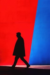 Man Walks by Colorful Street Art