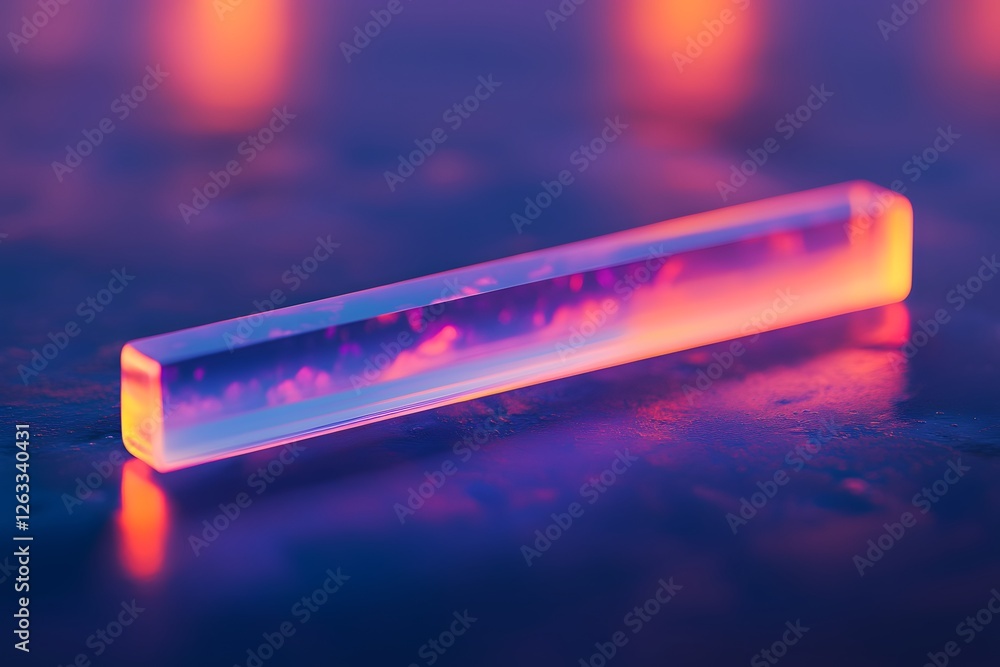 Poster translucent prism in neon light: a captivating image of a translucent rectangular prism, showcasing 