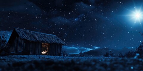 Field Cabin Under Full Moon
